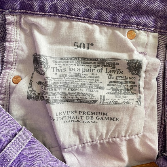 LEVI'S FRESH 501 Original Crop Jean Botanical Lavender Pea Tab Poetcore Pastel - Picture 13 of 13